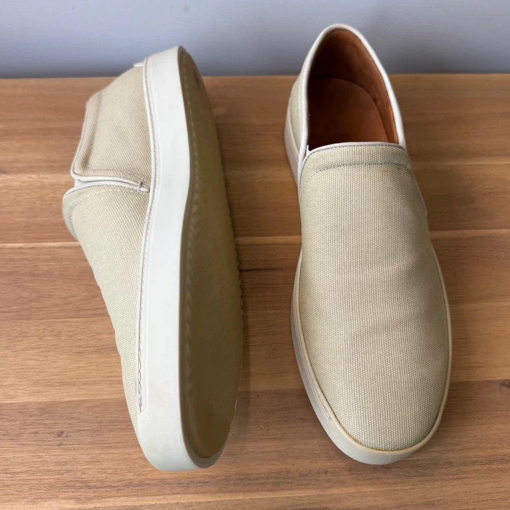 Rag & Bone Men 12 EU 45 Cream Off White Canvas Slip On Sneaker Loafers Casual
